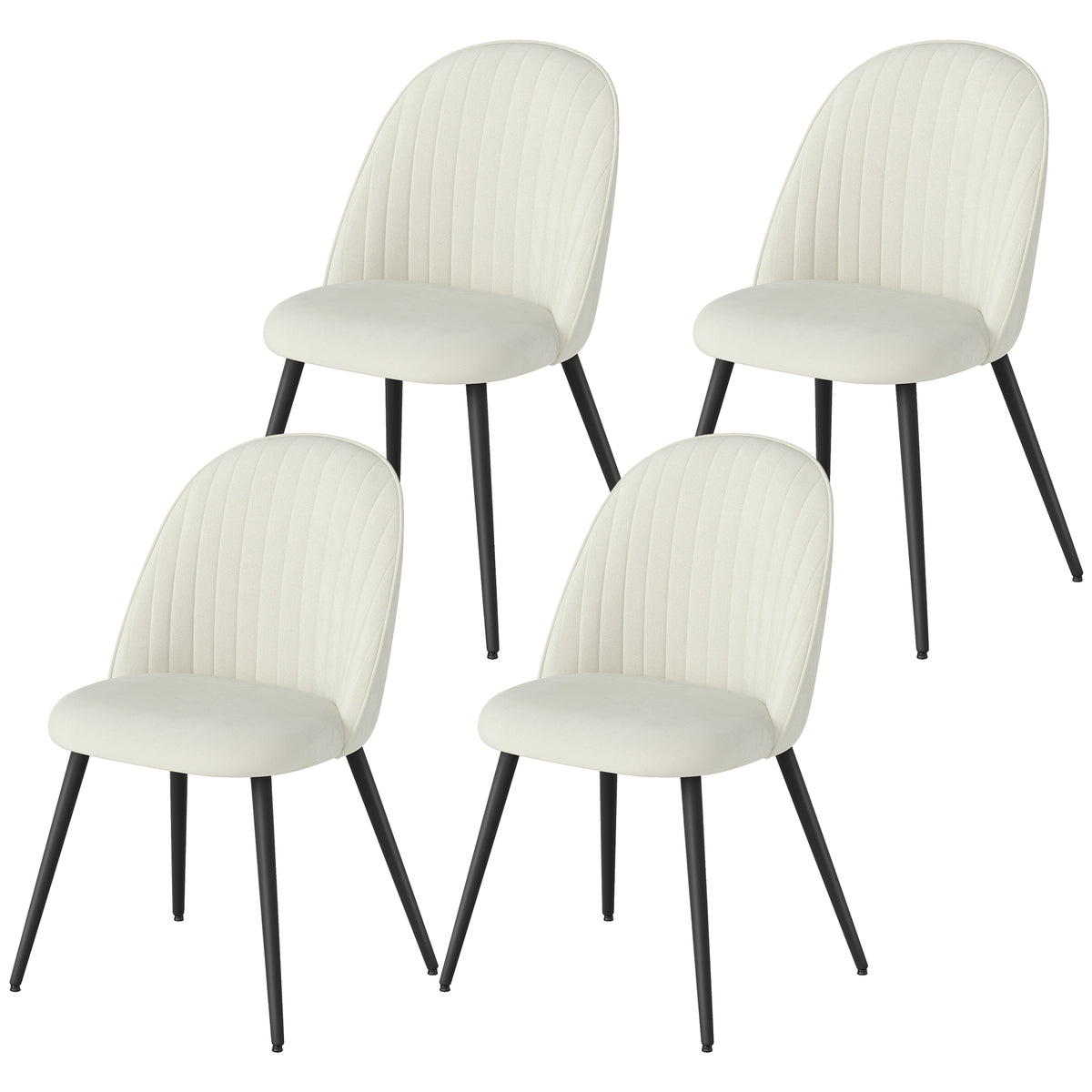 Set of 4 Modern Dining Chairs, Velvet Upholstered Kitchen Chairs with Steel Legs for Living Room