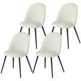 Set of 4 Modern Dining Chairs, Velvet Upholstered Kitchen Chairs with Steel Legs for Living Room