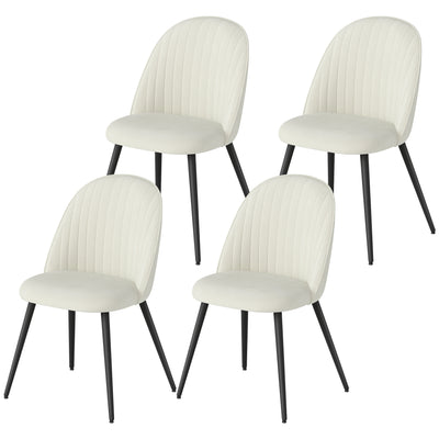 Set of 4 Modern Dining Chairs, Velvet Upholstered Kitchen Chairs with Steel Legs for Living Room