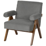 Corduroy Accent Chair Armchair with Wide Seat and Soft Padded Armrests for Reading