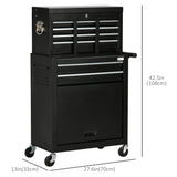 6-Drawer Tool Chest Set with 4 Wheels, Lockable Rolling Tool Box and Storage Cabinet for Garage Factory Workshop