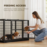 Cage à Chien 37 Pouces Robuste, Grand Chenil Métallique pour Chien avec Plateau Amovible, 3 Portes et Verrouillage Sécurisé