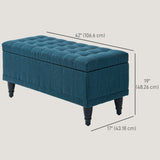 Pouf de rangement, banc de bout de lit en tissu lin avec rangement capitonné pour chambre à coucher
