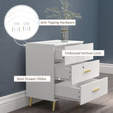 4 Drawer Cabinet, Chest of Drawers with Aluminium Legs and Gold Handles