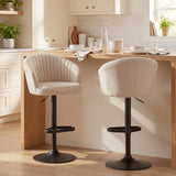 Bar Stools Set of 2, Swivel Counter Height Barstools with Back, Footrest, Adjustable Height