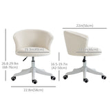 Armless Office Chair, Fluffy Computer Desk Chair with Adjustable Height, Swivel Wheels, Mid Back