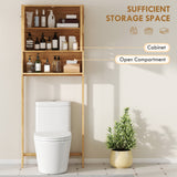 Over the Toilet Cabinet, Bathroom Organizer with 2 Doors, Open Compartment and Adjustable Shelf