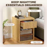 Nightstand with Drawer and Open Shelf, Modern Bedside Table Set of 2 for Bedroom Living Room
