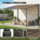 11' x 10' Outdoor Pergola, Wall Mounted Hardtop Lean-to Gazebo with Polycarbonate Roof and Metal-Aluminium Frame