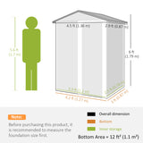 4.5 x 3ft Outdoor Storage Shed, Waterproof Metal Garden Shed with Lockable Door for Backyard