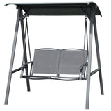 2-Seat Outdoor Porch Swing Patio Swing with Adjustable Canopy, Removable Seat and and Steel Frame for Garden