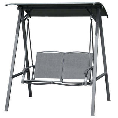 2-Seat Outdoor Porch Swing Patio Swing with Adjustable Canopy, Removable Seat and and Steel Frame for Garden
