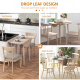 Folding Dining Table, Round Drop Leaf Kitchen Table for Small Spaces with Wood Legs