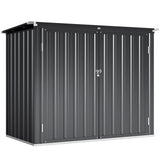 Outdoor Storage Shed Lockable Galvanized Steel Garbage Bin Shed Lift-up Lid for 2 Trash Cans