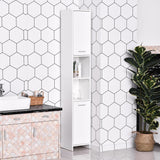 Tall Bathroom Vanities, Narrow Bathroom Cabinets with 2 Doors, Open Compartment and Adjustable Shelves