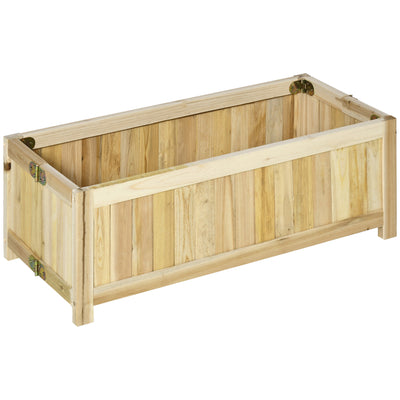 Foldable Elevated Planter Box, Wooden Raised Garden Bed for Backyard