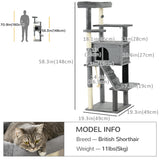 Arbre à chats pour grands chats adultes, arbre à chats 58