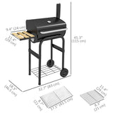 Barbecue au charbon de bois avec tablettes et roues