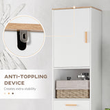 Bathroom Storage Cabinet with Cupboards and Drawer, Floor Free Standing Linen Tower, Tall Slim Side Organizer Shelves