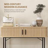 Mid-Century Entryway Table, Narrow Console Table with Storage Compartments for Behind Couch
