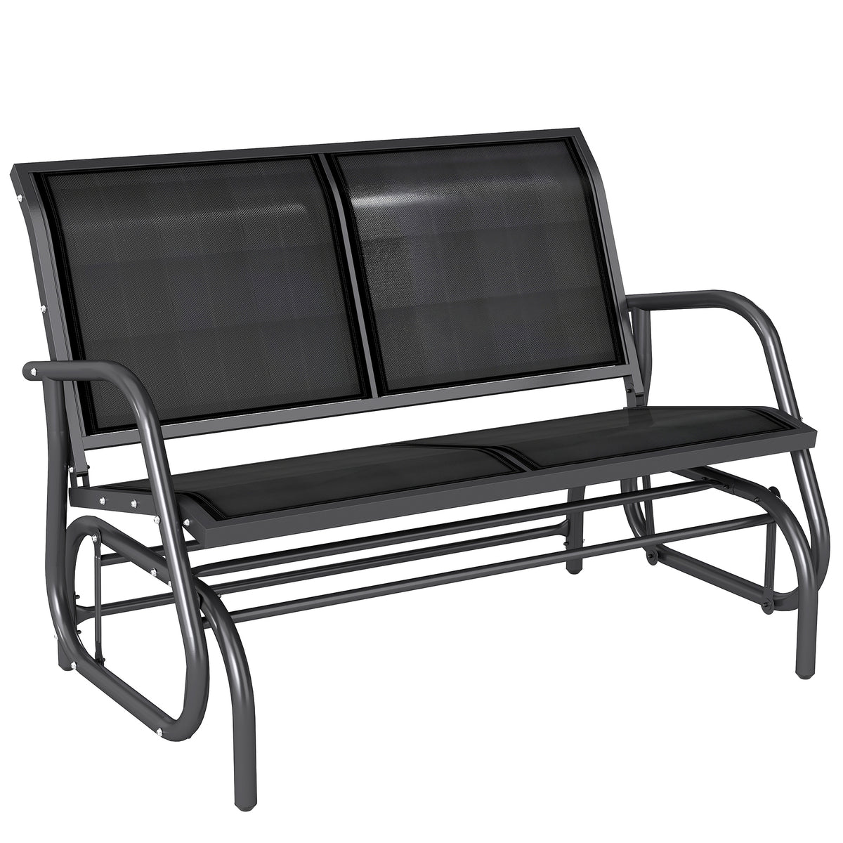 Banc berçant d'extérieur, Chaise berçante de patio 2 personnes, Banc balançoire de canapé de jardin d'extérieur avec tissu maille respirant, cadre en acier pour cour