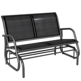 Banc berçant d'extérieur, Chaise berçante de patio 2 personnes, Banc balançoire de canapé de jardin d'extérieur avec tissu maille respirant, cadre en acier pour cour