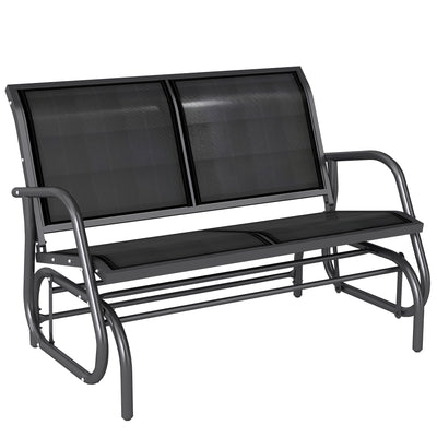 Outdoor Glider Bench, 2 Person Patio Glider Chair, Gliding Outdoor Garden Loveseat Swing Bench with Breathable Mesh Fabric, Steel Frame for Backyard