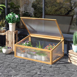 Wooden Cold Frame Greenhouse Garden Portable Raised Planter with Openable Top for Indoor, 35.5