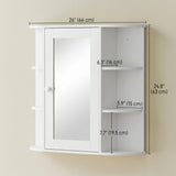 Mirrored Bathroom Wall Cabinet Wall Mounted Medicine Cabinet with Door & Shelves