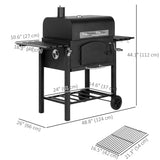 Charcoal Smoker Adjustable Height, Folding Shelves, and Wheels