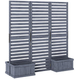 Outdoor Privacy Screen Wood Privacy Panel with 4 Planter Boxes, Raised Bed with 3 Panels
