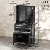 Rolling Tool Cabinet with Pegboard, Lockable Tool Chest, Mobile Tool Storage Organizer for Garage and Workshop