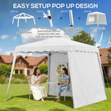 Pop Up Canopy Tent with 2 Sidewalls, 8 x 8ft Top/9.5 x 9.5ft Base