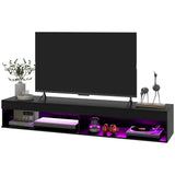 Meuble TV mural moderne avec rangement et éclairage LED pour téléviseurs jusqu'à 75 po, tablette TV flottante pour salon