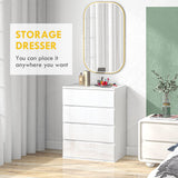 Commode 4 tiroirs, Commode de chambre haute brillance, avec glissières en métal et poignées à rainure