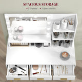 Illuminated Dressing Table, 3 Drawers and Storage Shelves for Bedroom