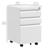 3 Drawer File Cabinet with Lock, Steel Vertical Filing Cabinet with 5 Wheels and Hanging Bar for A4/Legal/Letter, Home Office Printer Stand with Pre-Assembled Body