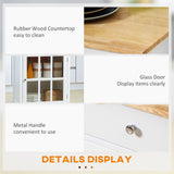 Rolling Kitchen Cart with Drawer and Glass Door Cabinet, Kitchen Island on Wheels with Towel Rack