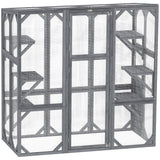 Outdoor Cat Enclosure with 6 Jumping Platforms, Large Front Door for 1-3 Cats, 59