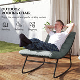 Outdoor Patio Rocking Chair with Cushion, Steel Frame Balcony Chair with Mesh Deep Seat for Porch