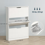 Meuble de Rangement Étroit pour Chaussures, Cabinet pour Chaussures avec 3 Tiroirs Basculants