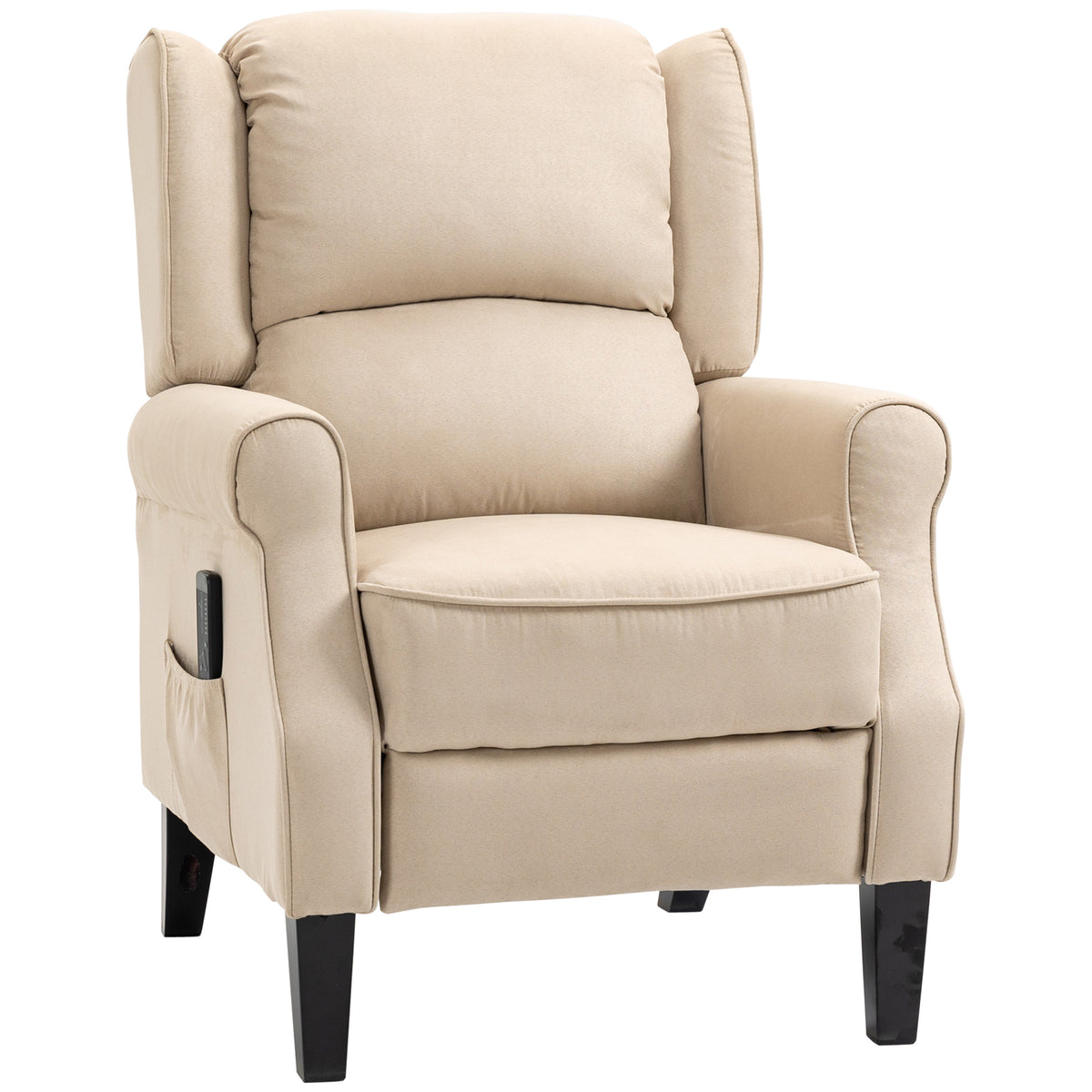 Massage Recliner Chair for Living Room, Push Back Recliner Sofa, Suede Wingback Reclining Chair with Extendable Footrest, Wood Legs