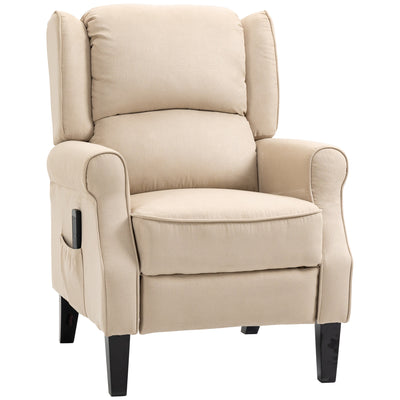 Fauteuil inclinable de massage pour salon, canapé inclinable à dossier poussé, fauteuil inclinable en daim avec accoudoirs ailés et repose-pieds extensible, pieds en bois