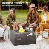 Fire Pit with Fire Poker, Wood Burning Firepit for Outside with Mesh Lid