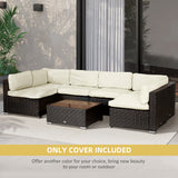 Ensemble canapé rotin patio extérieur 14pc couvre coussin polyester remplacement - coussin non inclus