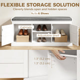 2 in 1 Coat Rack Shoe Bench Set with 6 Hooks and Shoe Storage Bench