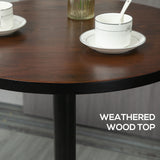 Round Bar Table 41 Inch Height, Industrial High Bistro Table with Metal Base and Elm Wood Top