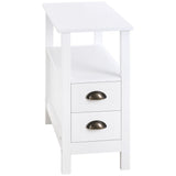 Slim End Table with 2 Drawers and Storage Shelf, Sofa Side Table for Living Room