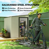 5x7 Garden Shed, Lean-to Metal Storage with Foundation, Sliding Door & 2 Vents for Garden Tools