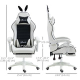 Cute Racing Gamer Chair, PU Leather Gaming Chair with Footrest, Headrest and Lumbar Support
